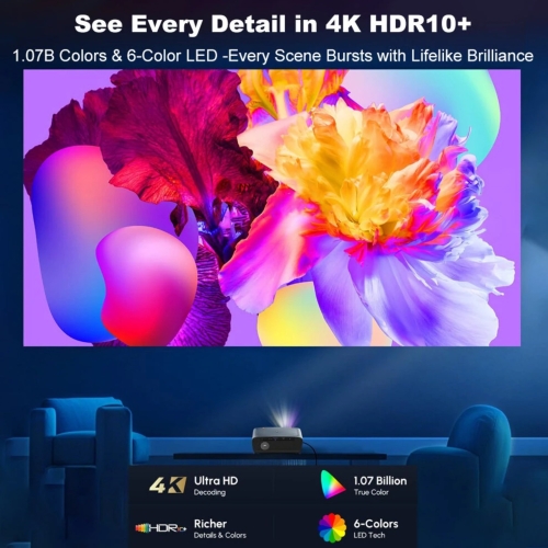A9G FULL HD/4K LED projektor, WiFi 6 HDR10 ANDROID LED TV Dolby Audio zvuk